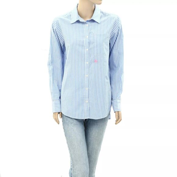 Kerri Rosenthal Mia Shirt Stripe Tunic Top Buttondown Printed Cotton L 282395 - Picture 7 of 7